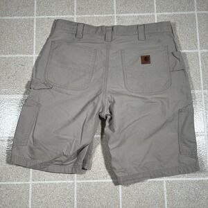 Carhartt Shorts Mens 34 Beige Tan Canvas Carpenter Cargo Utility‎ Workwear B147
